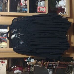 EUC FREE PEOPLE ALL NIGHT LACE button down ruffle tunic XS